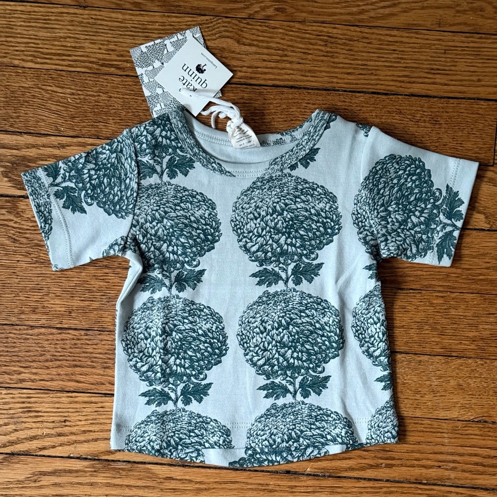 kate quinn Teal Floral Kids Tee - Size 6-12 Months - NWT